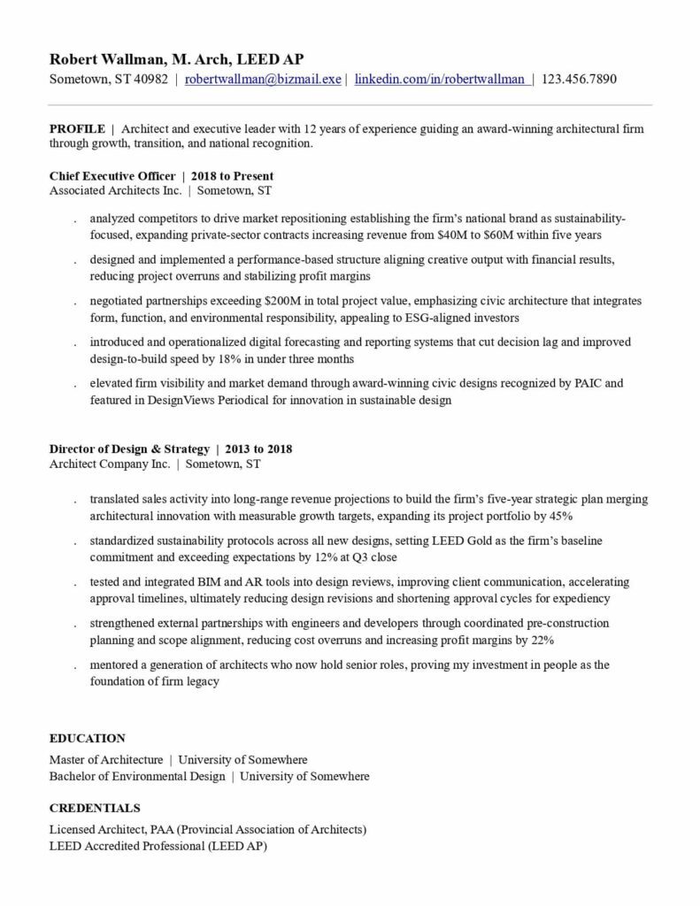 Architect's Resume